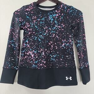 Under Armour Youth Medium Pullover Sweatshirt Black Multicolor Splatter
